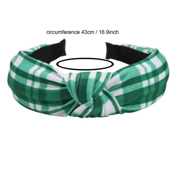 St. Patricks Day Green Striped Headband - Cross Top Knot Hair Bands Hairband NEW - Picture 2 of 2
